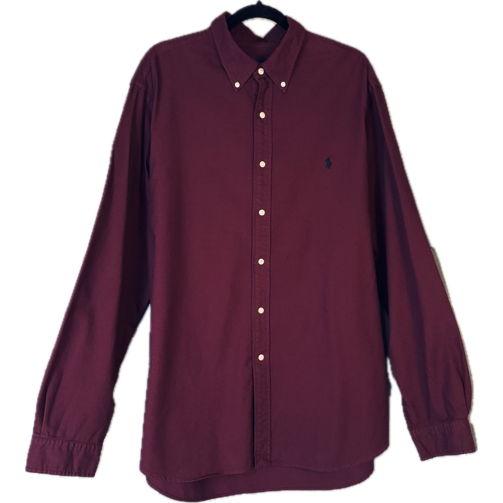 Ralph Lauren Burgundy Red XXL Oxford Long Sleeve Button Shirt Cotton Pony Logo